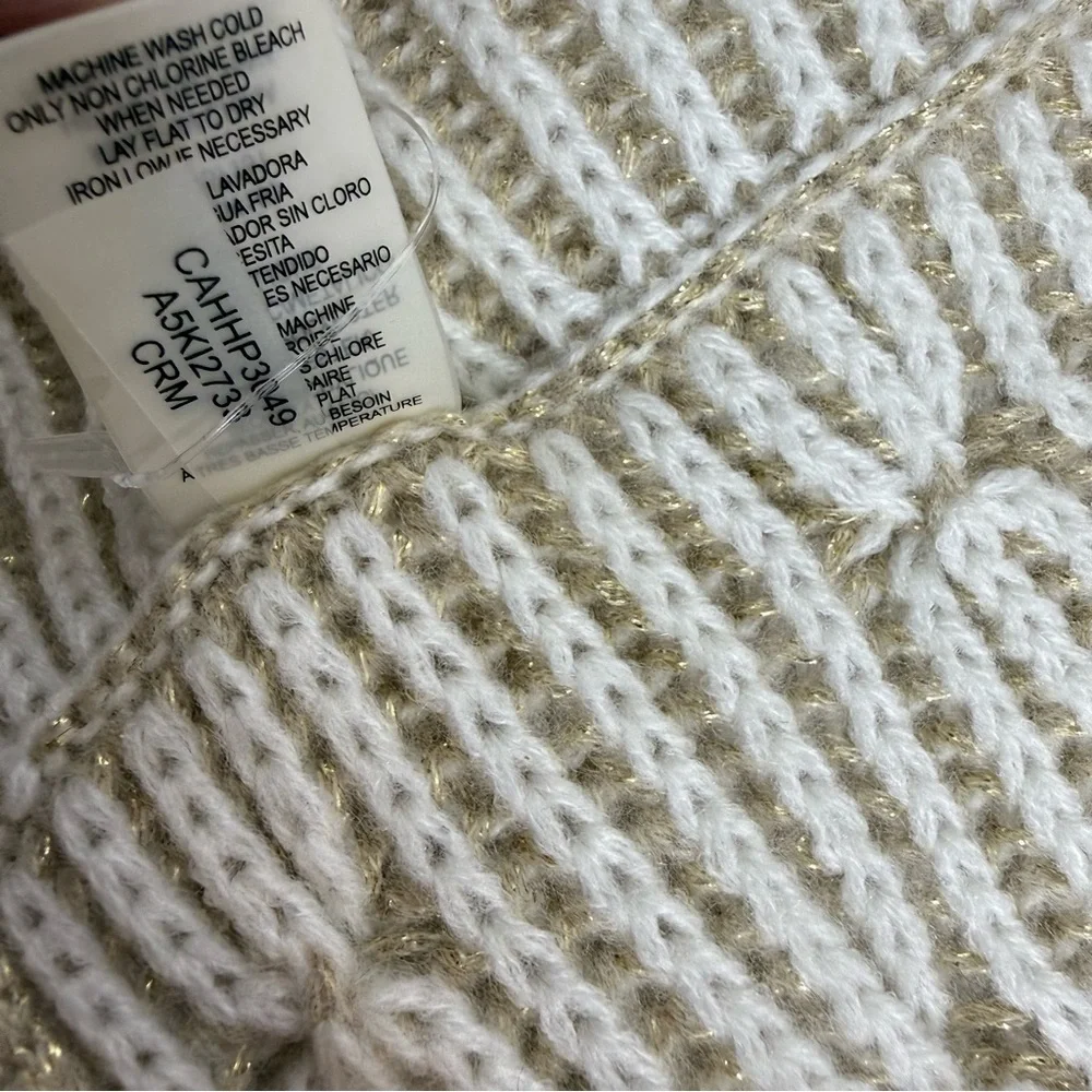 Calvin Klein Cream and Gold Knit‎ Wrap Scarf